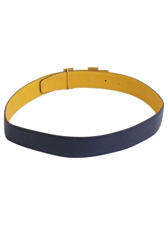 Hermes Vintage Belt Leather Riba Navyyellow display picture 3